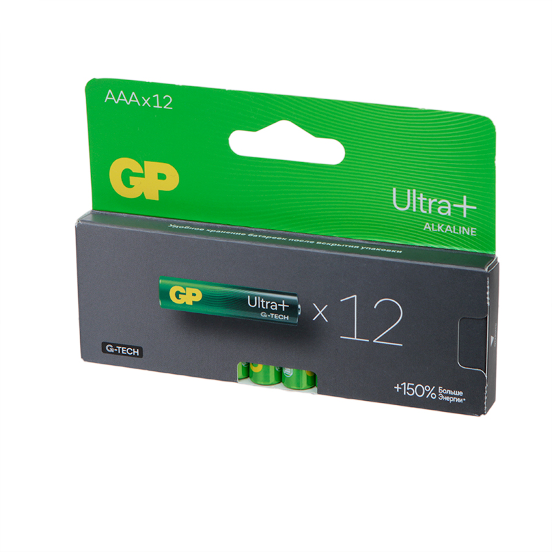 Батарейка AAA - GP Ultra Plus Alkaline 24А 24AUPA21-2CRB12 96/768 (12 штук) батарейка perfeo lr41 10bl alkaline cell 392a ag3 10 штук