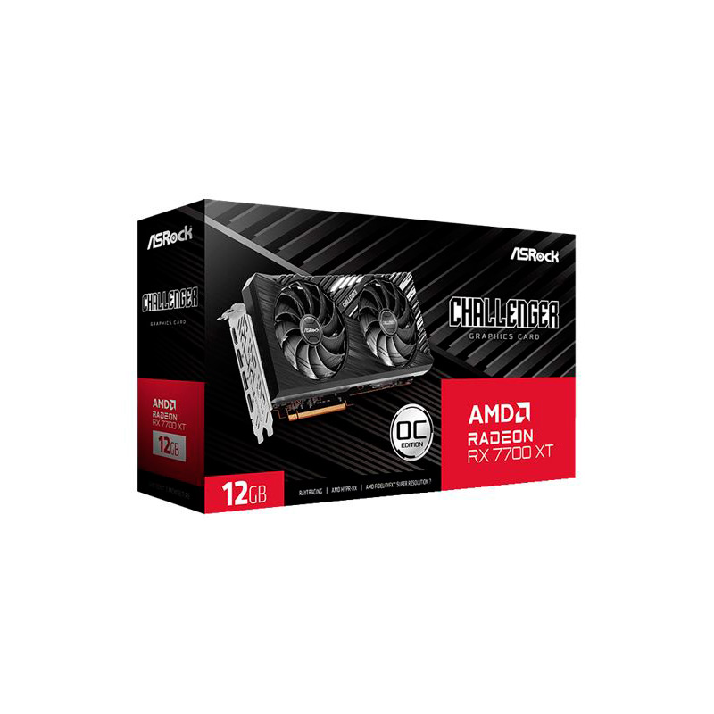 фото Видеокарта asrock radeon rx 7700 xt challenger 12gb oc 2584mhz pci-e 4.0 12288mb 18000mhz 192-bit hdmi 3xdp rx7700xt cl 12go