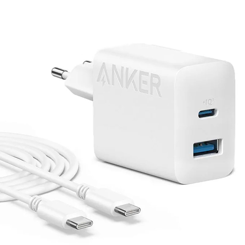 фото Зарядное устройство anker a2348 312 usb-a - usb-c 20w + кабель usb-c ank-b2348g21-wt