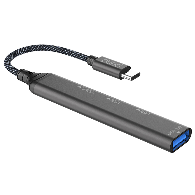 фото Хаб usb pero mh03 usb-c - usb-c+usb 3.0+2xusb 2.0 grey mh03gr