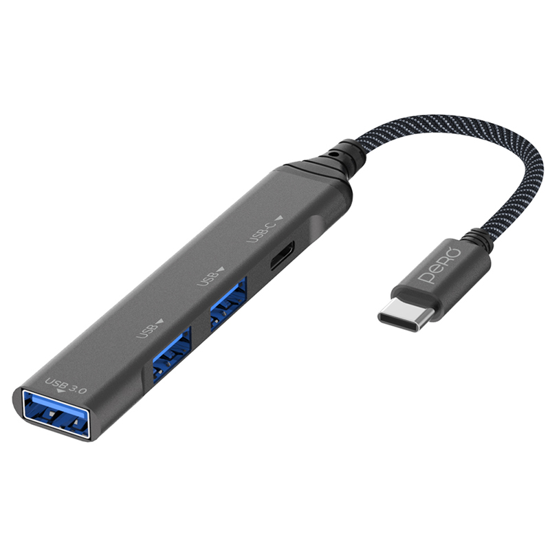 фото Хаб usb pero mh03 usb-c - usb-c+usb 3.0+2xusb 2.0 grey mh03gr