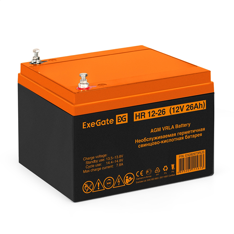 Аккумулятор для ИБП ExeGate HR 12-26 EX282973RUS аккумулятор для ибп exegate hr 12 5 8