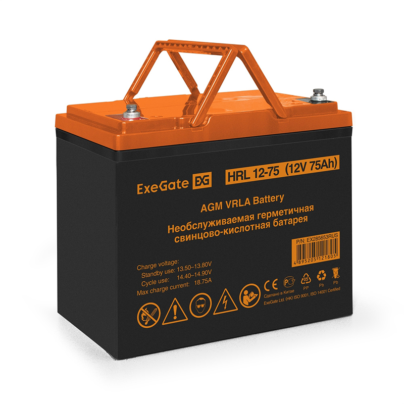 Аккумулятор для ИБП ExeGate HRL 12-75 EX285653RUS аккумулятор exegate hrl 6 7 2