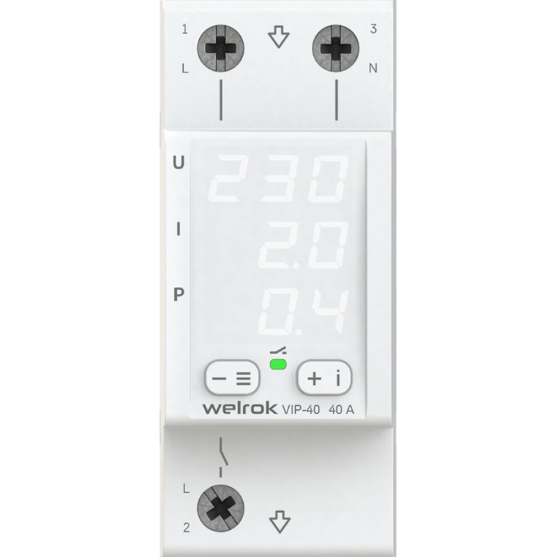 фото Реле контроля напряжения welrok vip-40 white