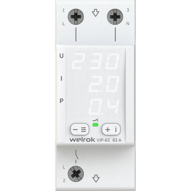 

Реле контроля напряжения Welrok VIP-63 White, VIP-63