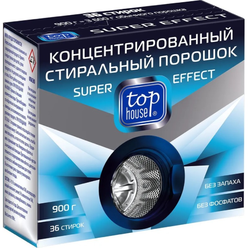 Средство Стиральный порошок Top House Super Effect 900g 180681 стиральный порошок top house super effect 1800 гр