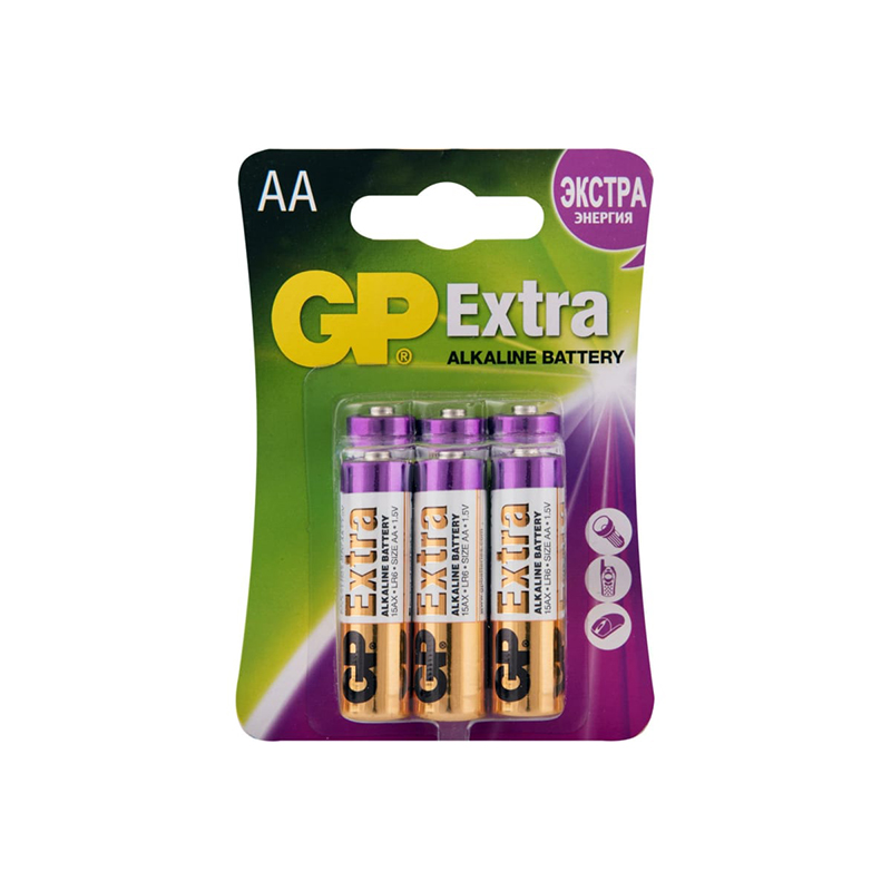 Батарейка AA - GP 15AXNEW-CR6 (6 штук) батарейка 4lr44 robiton standart r 4lr44 0 bl5 4lr44 0hg bl5 5 штук