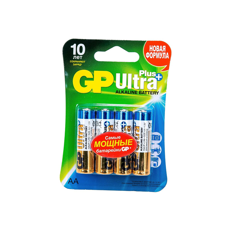 Батарейка AA - GP 15AUPNEW-2CR4 (4 штуки) батарейка алкалиновая gp batteries ultra plus alkaline aa 1 5v gp 15aupnew 2cr4 gp15aupnew2cr4 gp batteries gp 15aupnew 2cr4