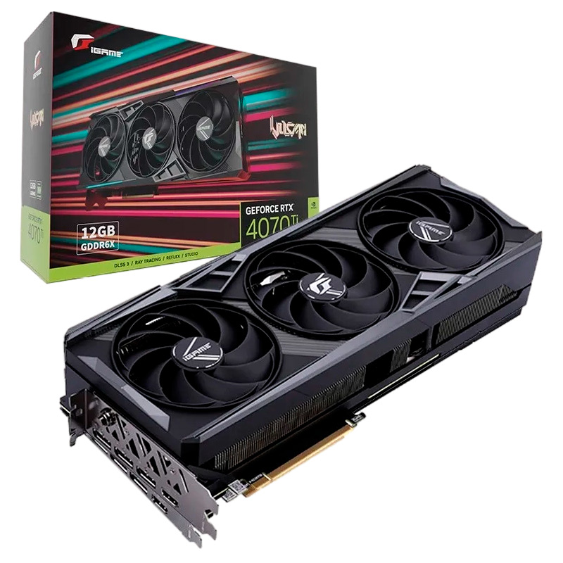 фото Видеокарта colorful geforce rtx 4070 ti vulcan oc-v 2310mhz 12288mb 21000mhz 192-bit 3xdp hdmi