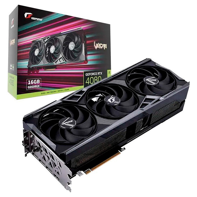 фото Видеокарта colorful geforce rtx 4080 16gb vulcan oc-v 2205mhz 16384mb 22400mhz 256-bit 3xdp hdmi