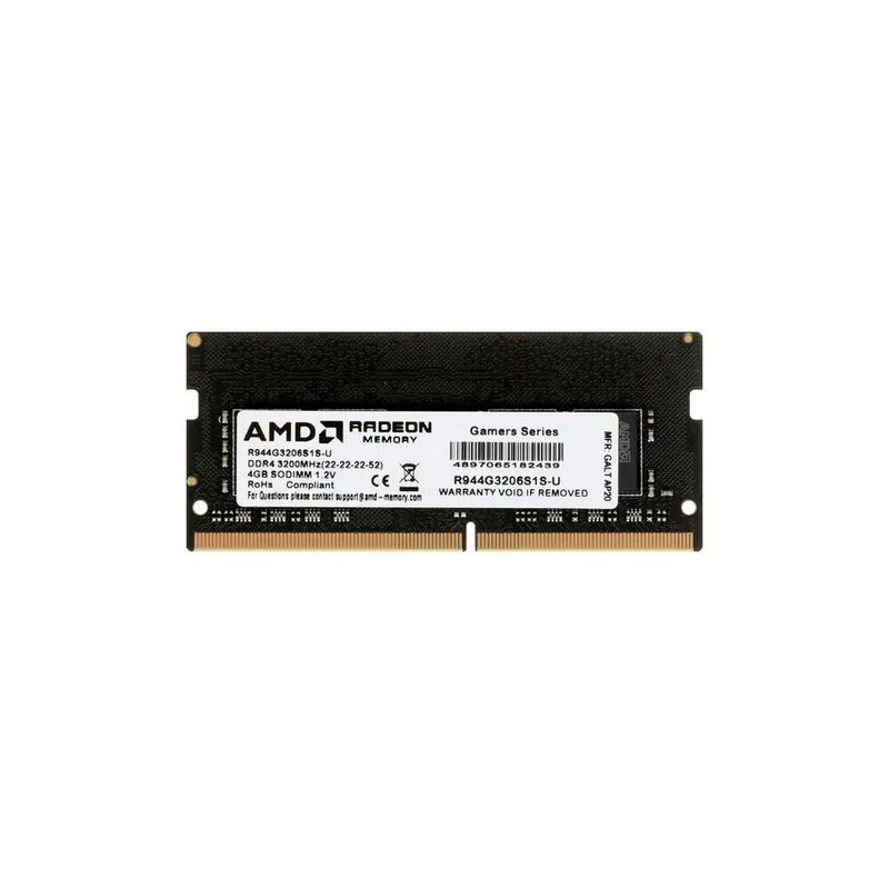 Модуль памяти AMD R9 RTL DDR4 SO-DIMM 3200MHz PC4-25600 CL22 - 4Gb R944G3206S1S-U модуль памяти netac so dimm ddr4 16гб pc4 25600 3200mhz 1 2v cl22 ntbsd4n32sp 16