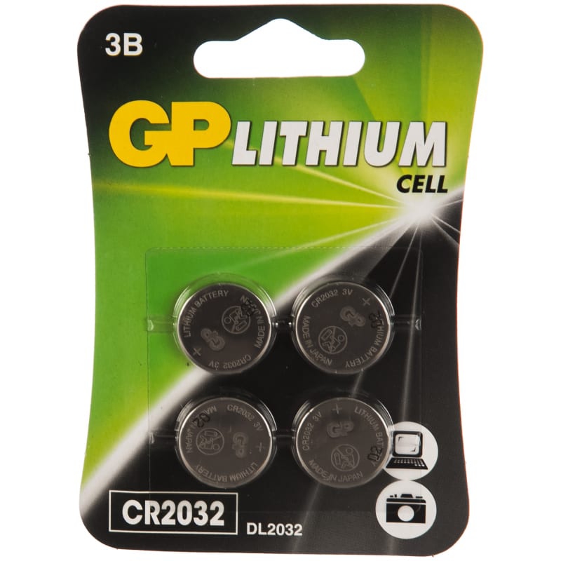 Батарейка CR2032 - GP Lithium CR2032-2CRU4 (4 штуки) батарейка gopower cr2032 bl5 lithium 3v 100 2032gop цена за 1шт