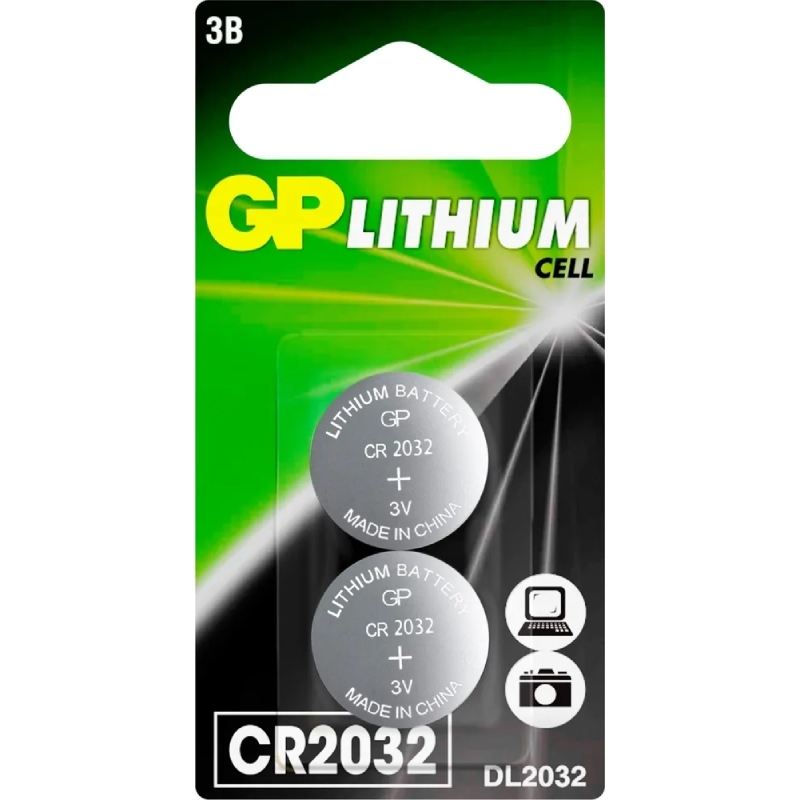 Батарейка CR2032 - GP CR2032-2CRU2 (2 штуки) батарейка марганцево цинковая gp a76f 2cru2 2 шт