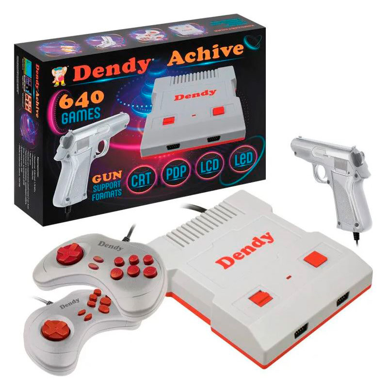 Игровая приставка Dendy Achive 640 игр + световой пистолет Grey