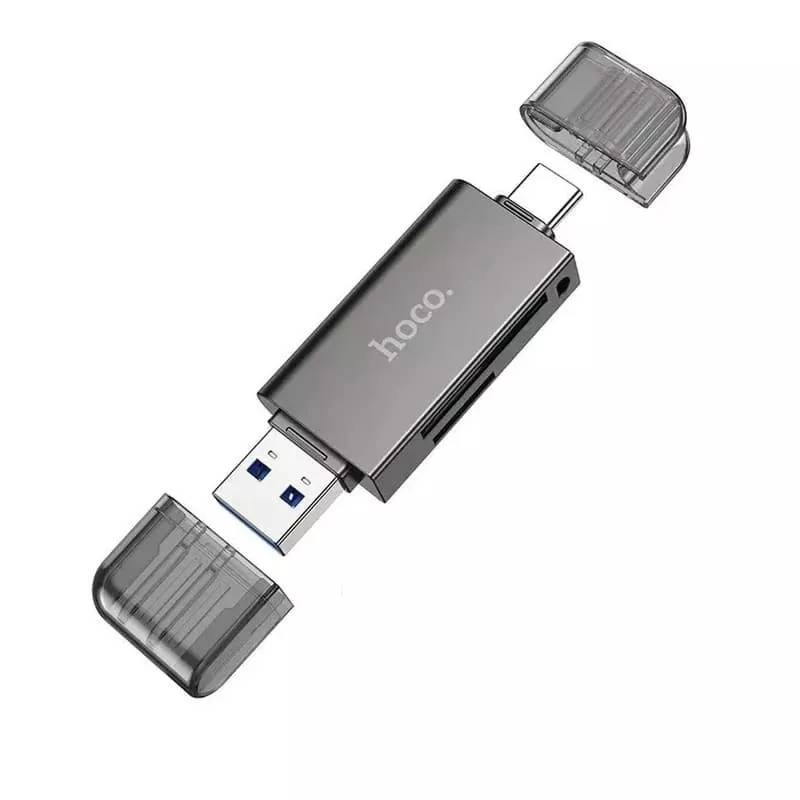 Карт-ридер Hoco HB39 2-in-1 USB-A/USB-C/microSD Grey 6942007604819 сзу hoco