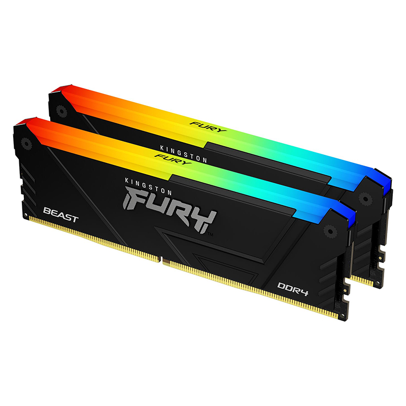 Модуль памяти Kingston Fury Beast RGB RTL Gaming DDR4 DIMM 3600MHz PC4-28800 CL18 - 32Gb Kit (2x16Gb) KF436C18BB2AK2/32 модуль памяти patriot memory blackout ddr4 dimm 3600mhz pc 28800 cl18 64gb kit 2x32gb pvb464g360c8k