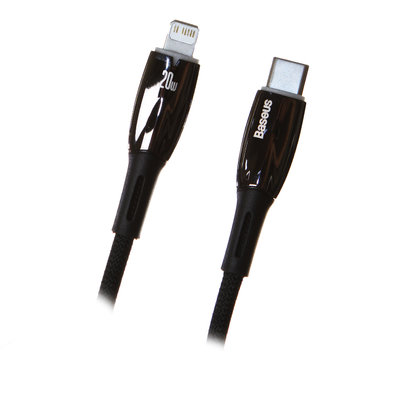 Аксессуар Baseus Glimmer Series Cable Type-C - Lightning 20W 2m Black CADH000101 аксессуар satechi type c to lightning mfi cable 25cm grey space st tcl10m