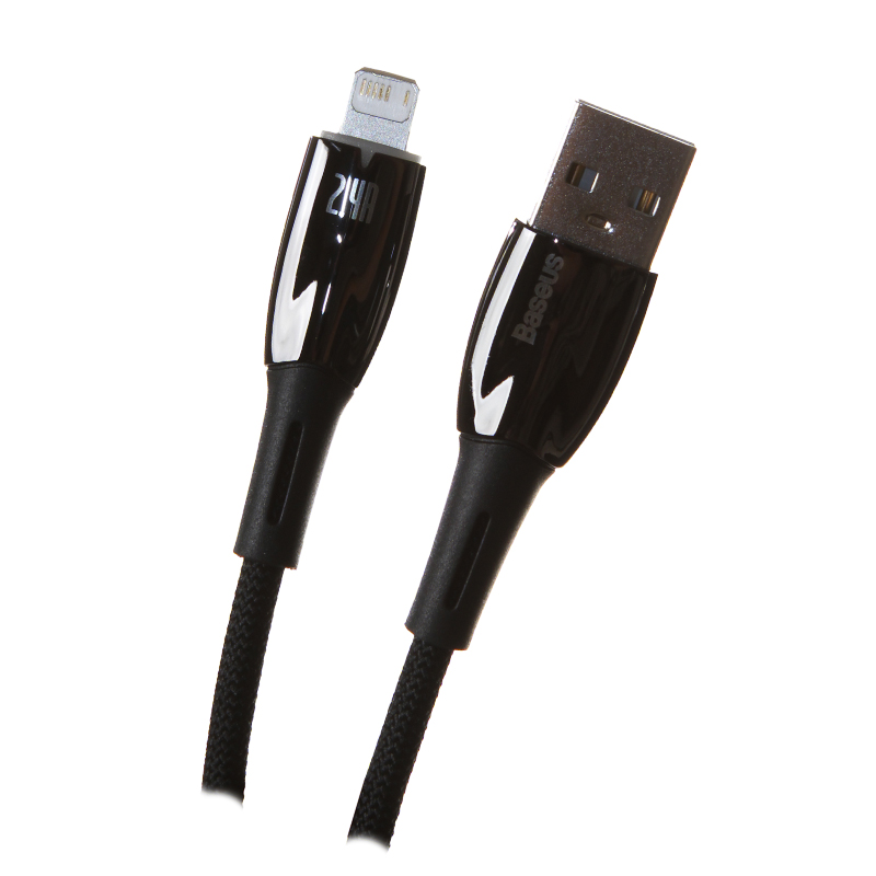 Аксессуар Baseus Glimmer Series USB - Lightning 2.4A 1m Black CADH000201 аксессуар ergolux usb lightning 3а 1 2m black elx cdc03 c02