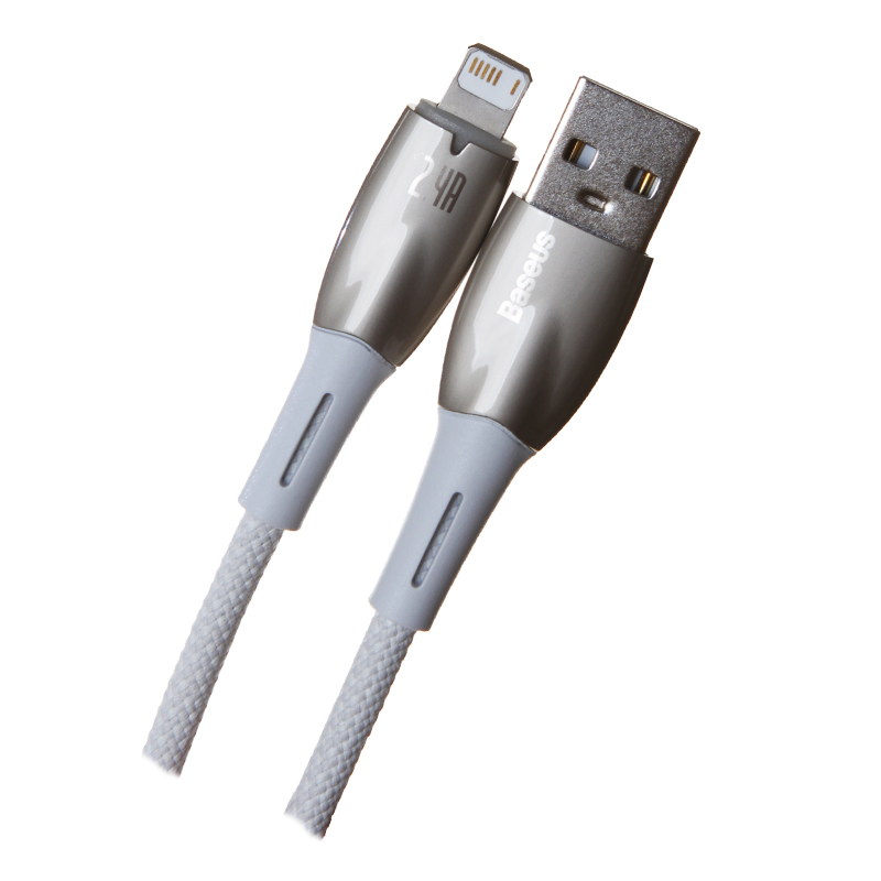 Аксессуар Baseus Glimmer Series USB - Lightning 2.4A 1m White CADH000202 аксессуар гарнизон usb am lightning 50cm white gcc usb2 ap2 0 5m w