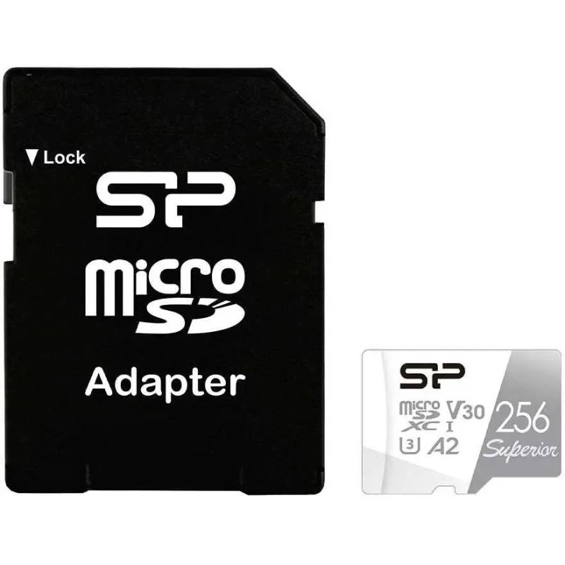 фото Карта памяти 256gb - silicon power superior microsdxc class 10 uhs-i u3 sp256gbstxda2v20sp с адаптером sd