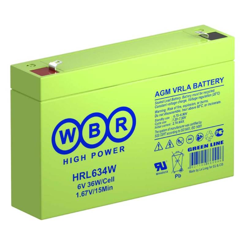 Аккумулятор для ИБП WBR HRL634W 6V 9Ah аккумулятор для ибп wbr gp12170 12v 17ah