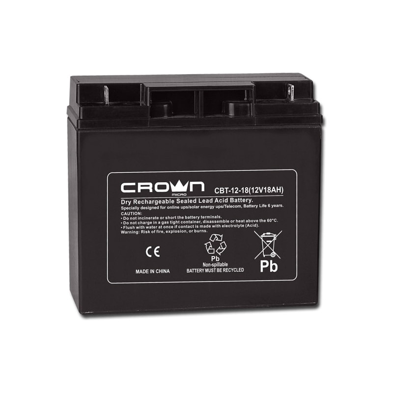 Аккумулятор для ИБП Crown Micro 12V 18Ah CBT-12-18 источник бесперебойного питания crown micro optima ii cmuo 900 1 1k