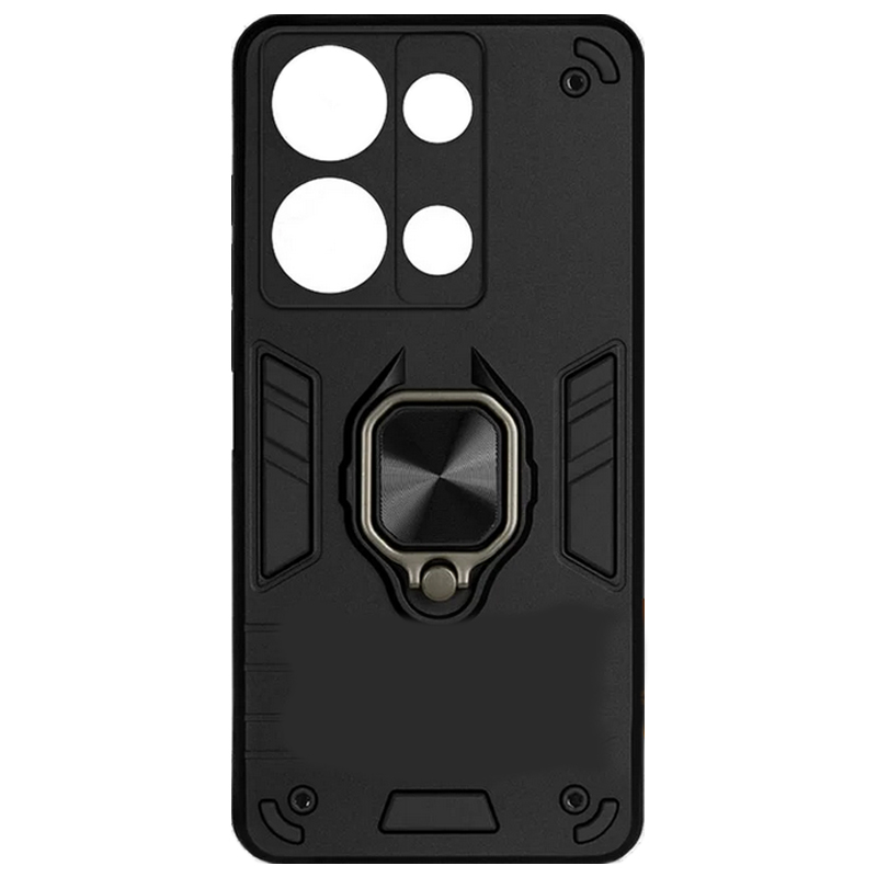 Чехол DF для Poco M6 Pro 4G / Xiaomi Redmi Note 13 Pro 4G с магнитом и кольцом Black poArmor-03