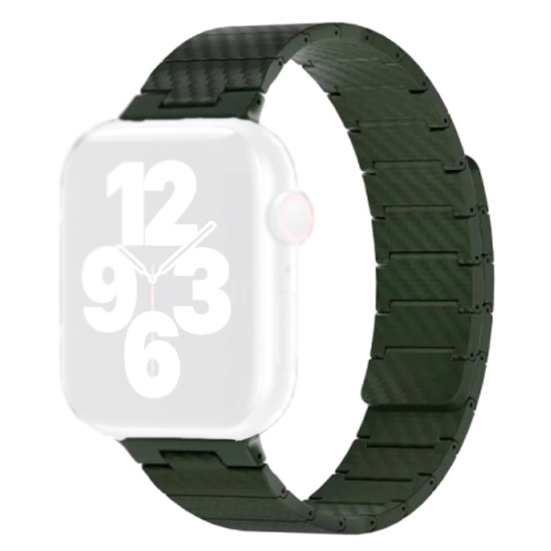 Аксессуар Ремешок Wiwu для APPLE Watch 42/44/45/49mm Wi-WB009 Carbon Fiber Pattern Magnetic Green 6976195096828 magnetic clasp camouflage silicone watch band for apple watch ultra 49mm camouflage white