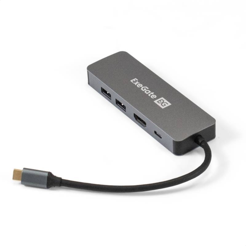  USB ExeGate DUB-21C/PD/HL USB Type-C - 2xUSB3.0 + PD 100W + HDMI + Lan RJ45 EX293982RUS