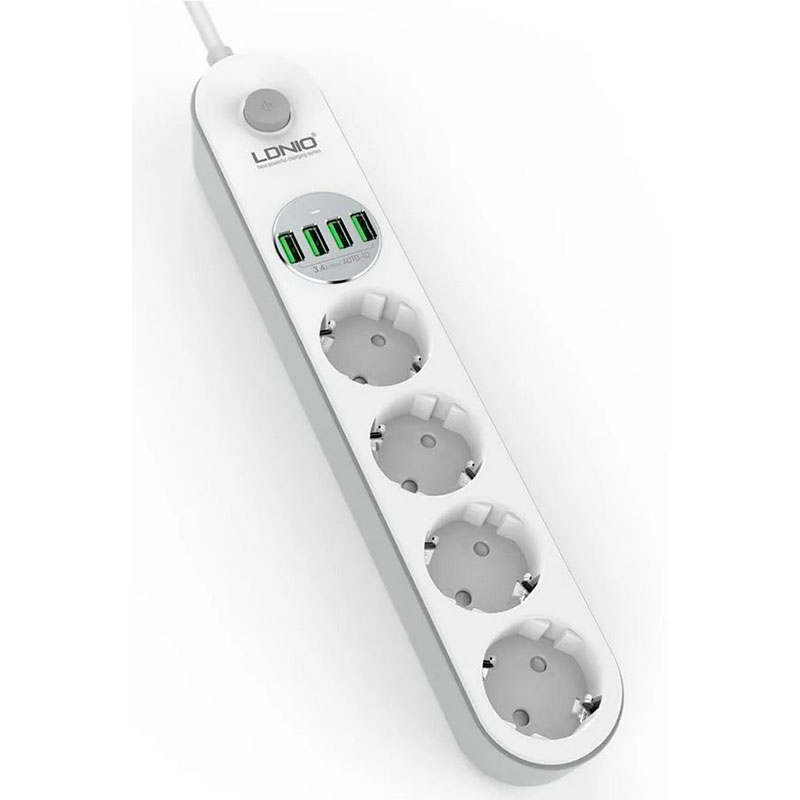 фото Сетевой фильтр ldnio se4432 4 sockets 4xusb 2500w 2m white-grey ld_d0423