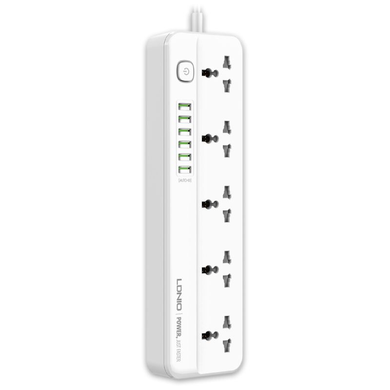 фото Сетевой фильтр ldnio sc5614 5 sockets 6xusb 2500w 2m white ld_d0418