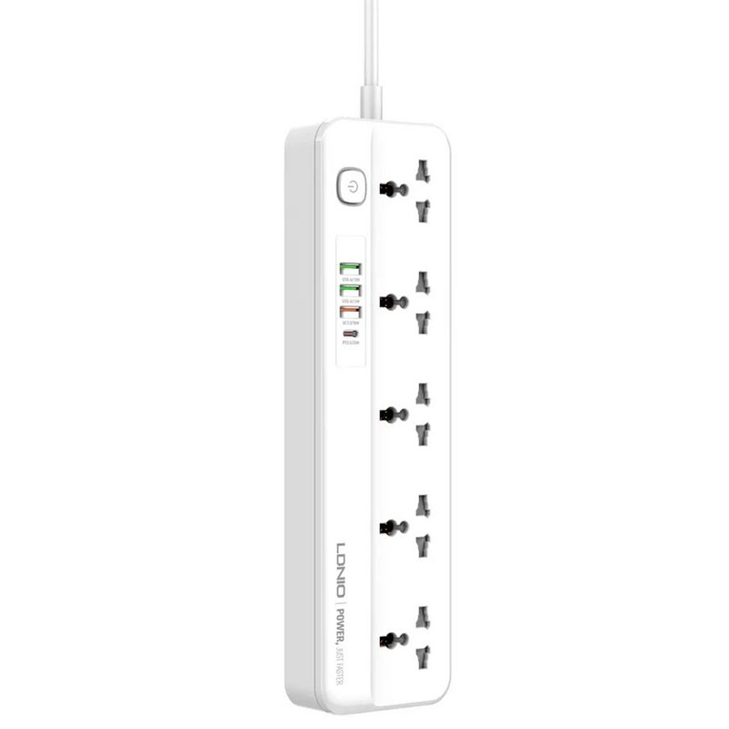 фото Сетевой фильтр ldnio sc5415 5 sockets 4xusb 2500w 2m white ld_b4615