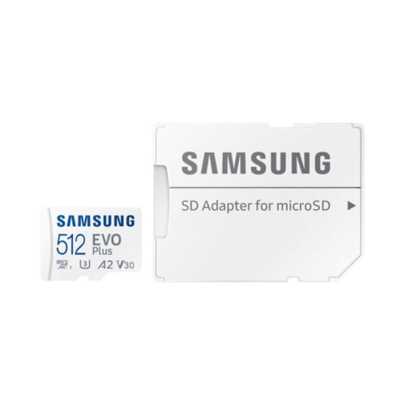 

Карта памяти 512Gb - Samsung EVO Plus Micro Secure Digital XC UHS-I U3 MB-MC512SA/EU с переходником под SD, MB-MC512S