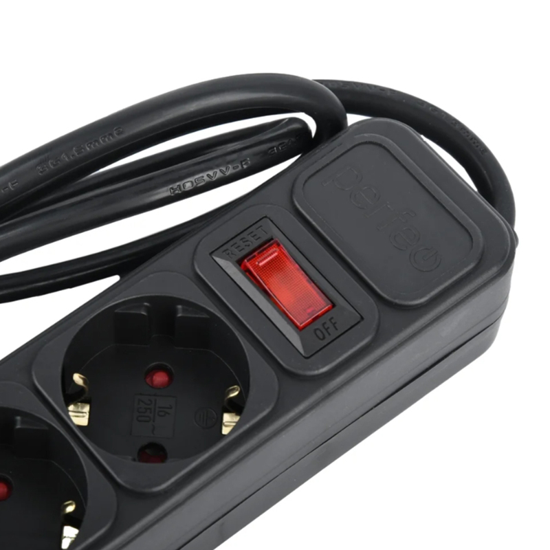 фото Сетевой фильтр perfeo real power 5 sockets 1.8m black pf_e1499