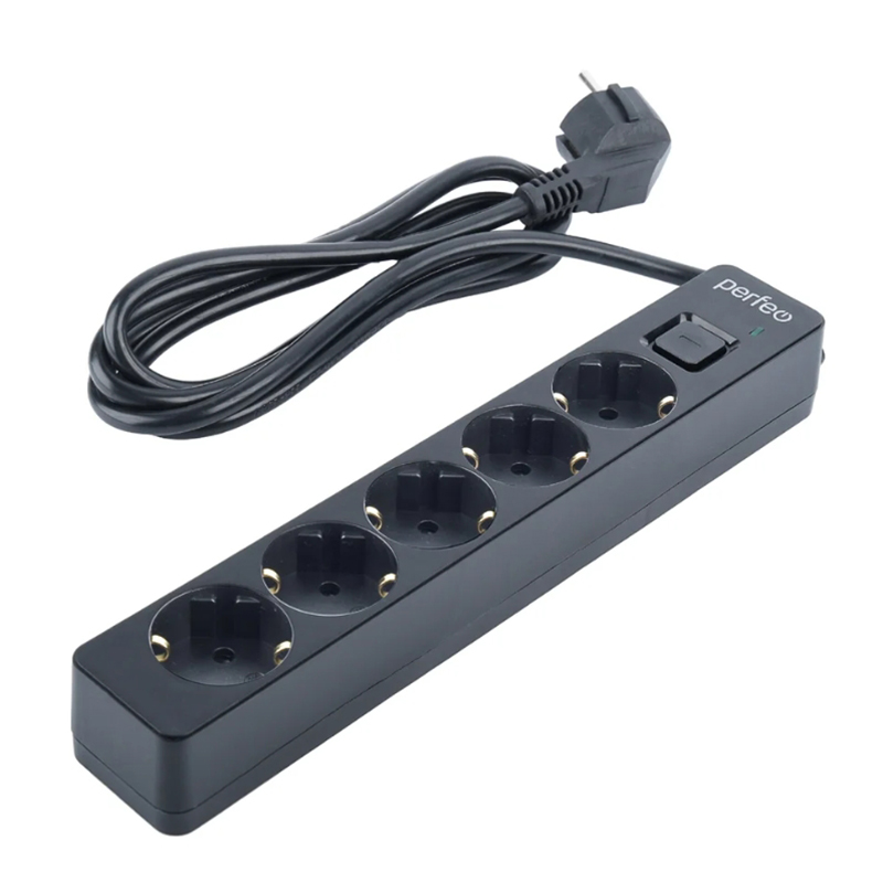 фото Сетевой фильтр perfeo real stream 5 sockets 5m black pf_e1509