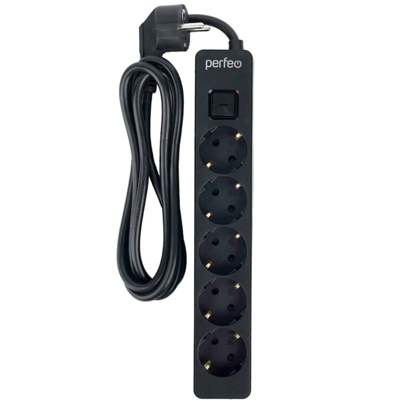 фото Сетевой фильтр perfeo real stream 5 sockets 1.8m black pf_e1505