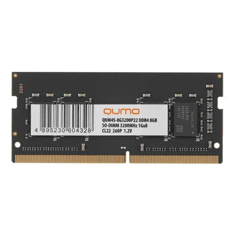 

Модуль памяти Qumo DDR4 SO-DIMM 3200MHz PC4-25600 CL22 - 8Gb QUM4S-8G3200P22, QUM4S-8G3200P22