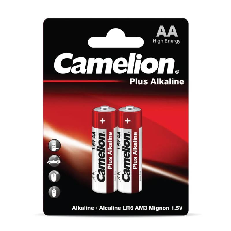 Батарейка AA - Camelion Alkaline Plus LR6 LR6-BP2 (2 штуки) батарейка алкалиновая camelion plus alkaline 4 2lr03 bp aa 6 шт