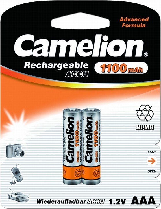 Аккумулятор AAA - Camelion NH-AAA1100BP2 1100 mAh Ni-MH (2 штуки) аккумулятор aaa camelion nh aaa1100bp2 1100 mah ni mh 2 штуки