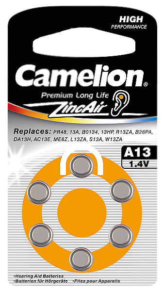Батарейки Camelion ZA13 BL-6 / A13-BP6 1.4V 280mAh