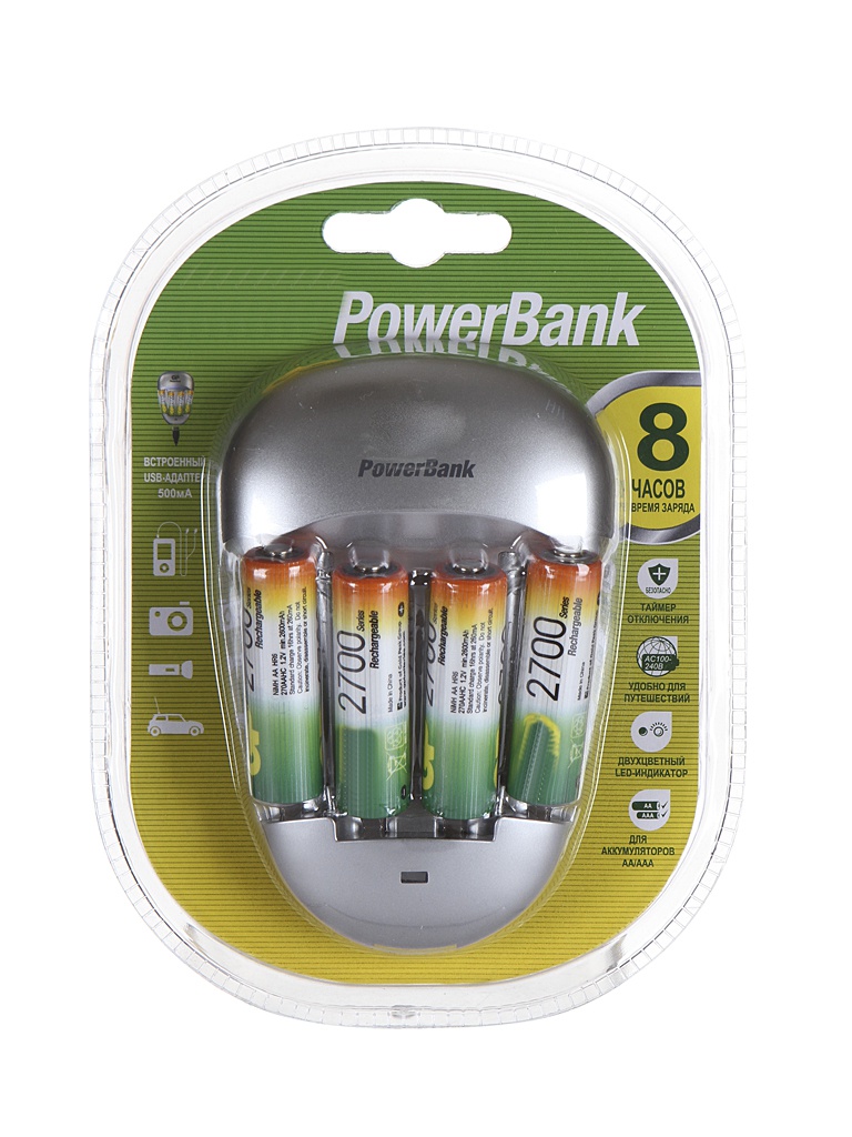 фото Зарядное устройство gp powerbank quick 3 + 4 ак. aa 2700 mah pb27gs270-2cr4