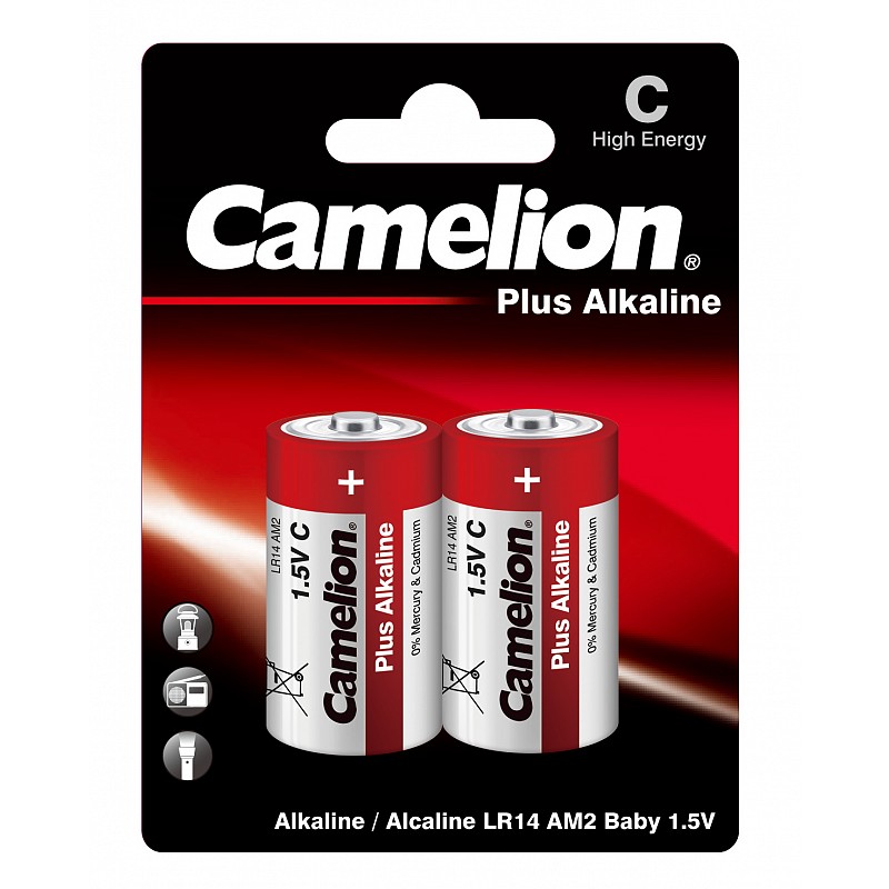 Батарейка C - Camelion LR14 Plus Alkaline BL-2 LR14-BP2 (2 штуки) батарейка алкалиновая camelion plus alkaline lr6 hp12 aa 12 шт