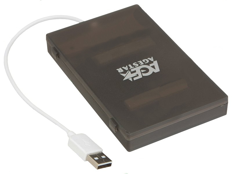 AgeStar SUBCP1 USB 2.0 SATA HDD/SSD Black внешний карман контейнер для hdd age star subcp1 black