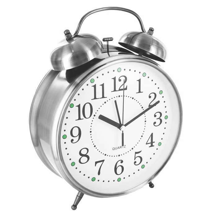 фото Часы эврика cbs001-003c10 - часы будильник гигант nickel