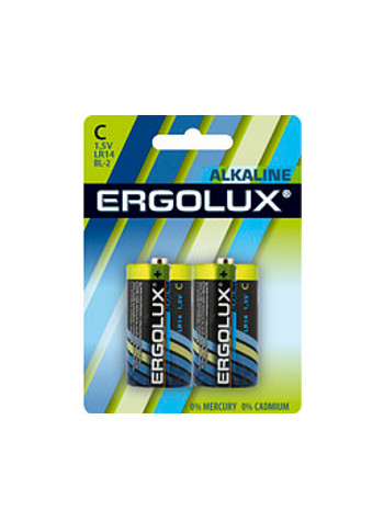 Батарейка C - Ergolux LR14 Alkaline BL-2 LR14-BL2