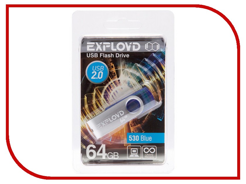 

USB Flash Drive 64Gb - Exployd 530 Blue EX064GB530-Bl, 530