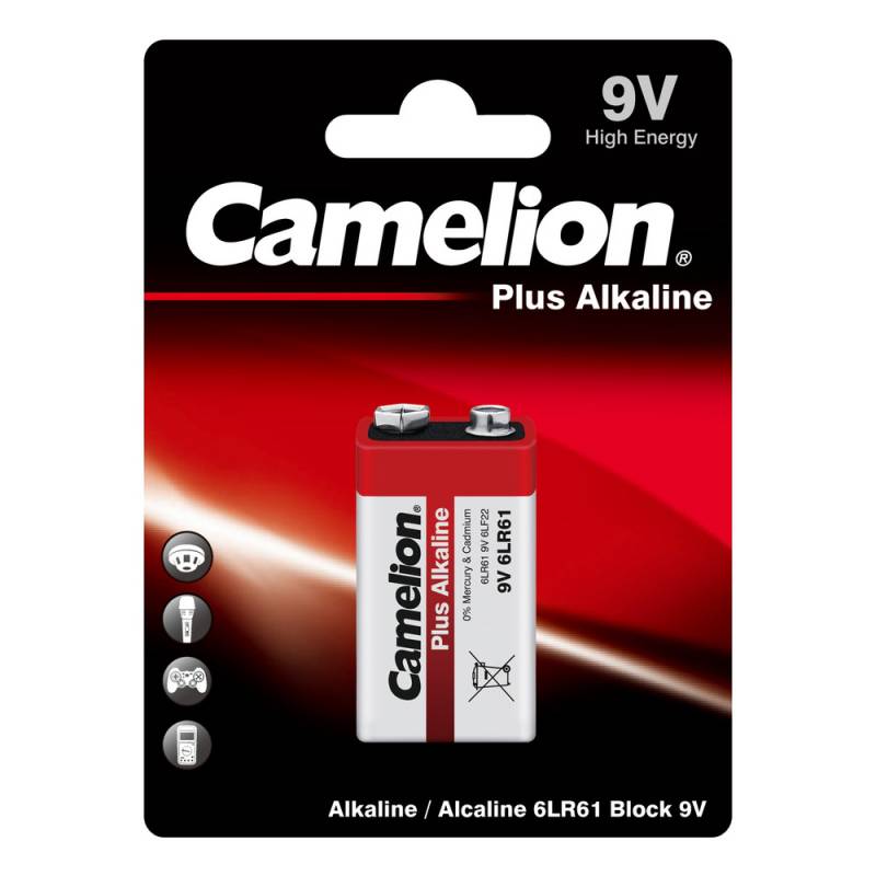 Батарейка КРОНА - Camelion Plus Alkaline 6LF22 6LR61-BP1 (1 штука) батарейка energenie 6lr61 alkaline eg ba 6lr61 01 bl1