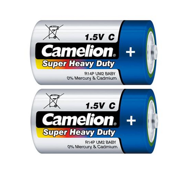 Батарейка C - Camelion R14 Blue R14P-BP2B (2 штуки) батарейка camelion r14p bp2g r14p 1 5 в 3800 ма ч 2 шт в упаковке 1670