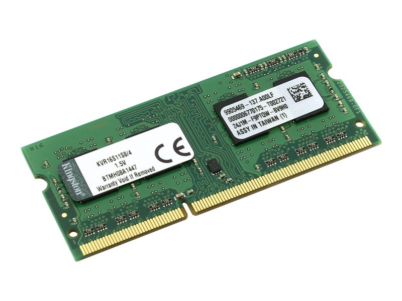 Модуль памяти Kingston DDR3 SO-DIMM 1600MHz PC3-12800 CL11 - 4Gb KVR16S11S8/4 память ddr3 patriot 4gb 1600mhz psd34g16002s rtl pc3 12800 cl11 so dimm 204 pin 1 5в psd34g16002s