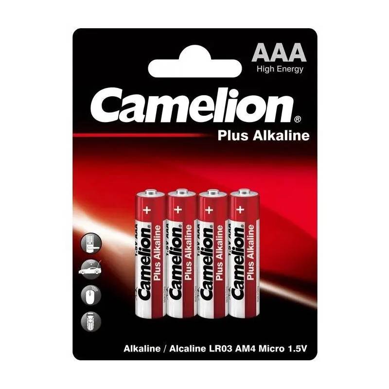 Батарейка AAA - Camelion Alkaline Plus LR03 LR03-BP4 (4 штуки) батарейка алкалиновая camelion plus alkaline lr6 hp12 aa 12 шт